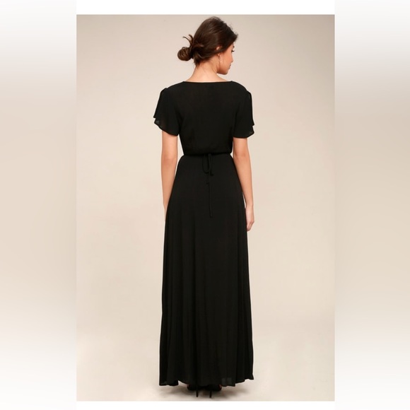 NWOT Lulus Heart of Marigold Black Wrap Maxi Dress - Picture 2 of 9